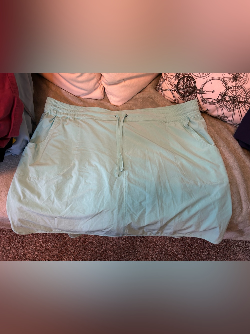 Duluth Trading Co Mint Green Drawstring Skort